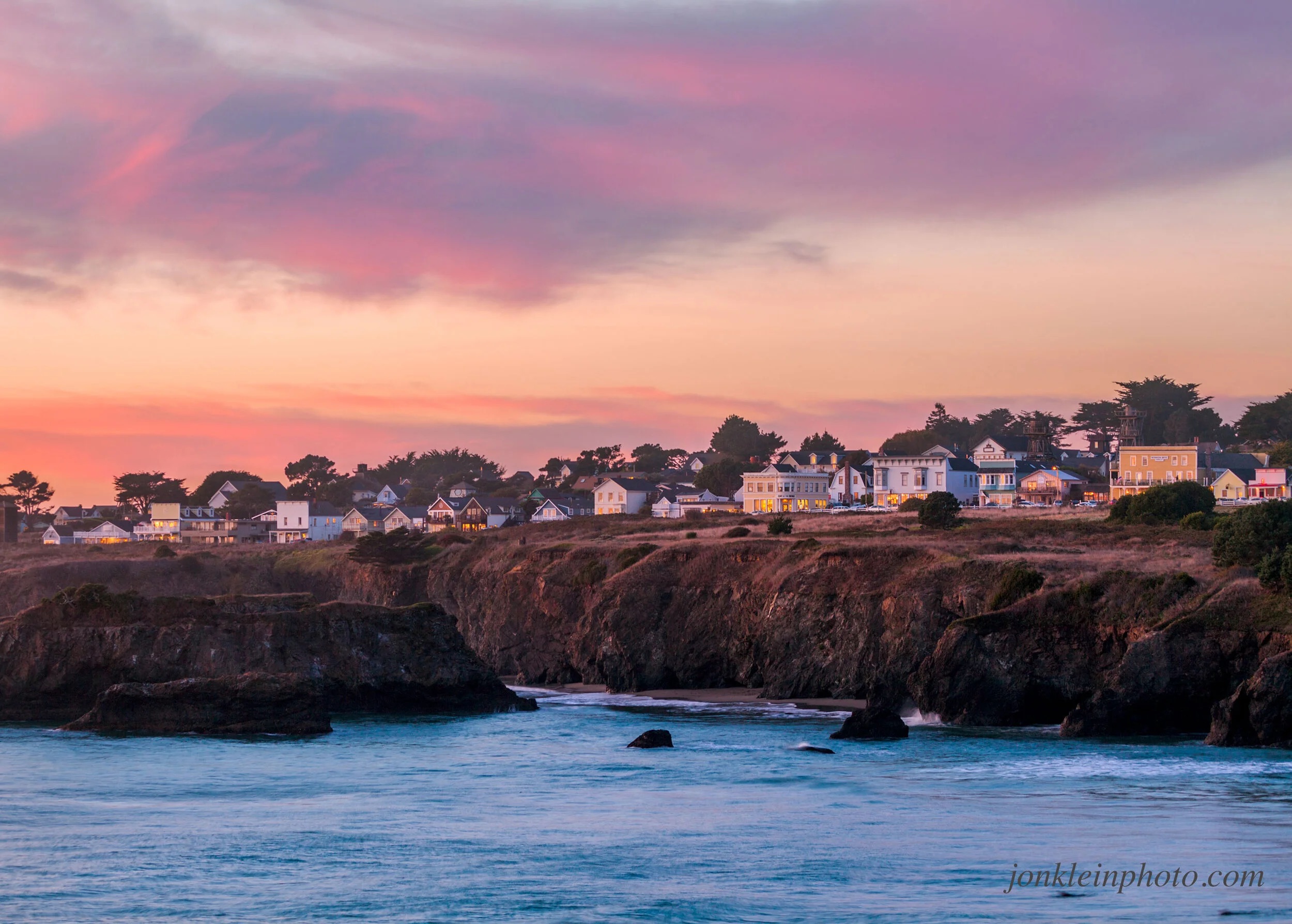 The Mendocino Coast at sunset